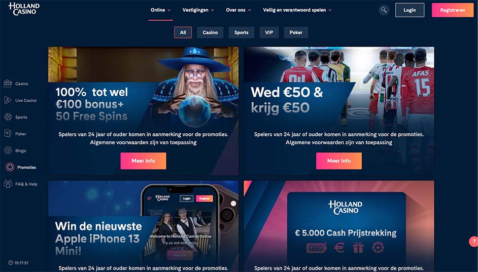 holland casino review website screenshot bonussen en promoties