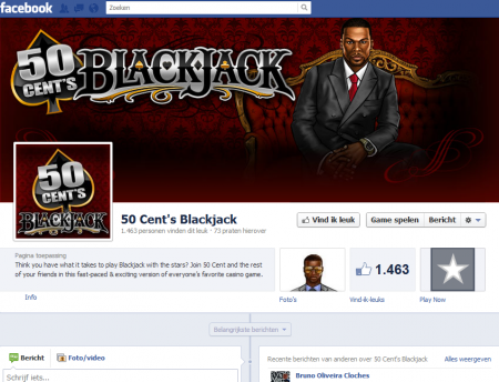 50 cent en blackjack samen op één facebookpagina